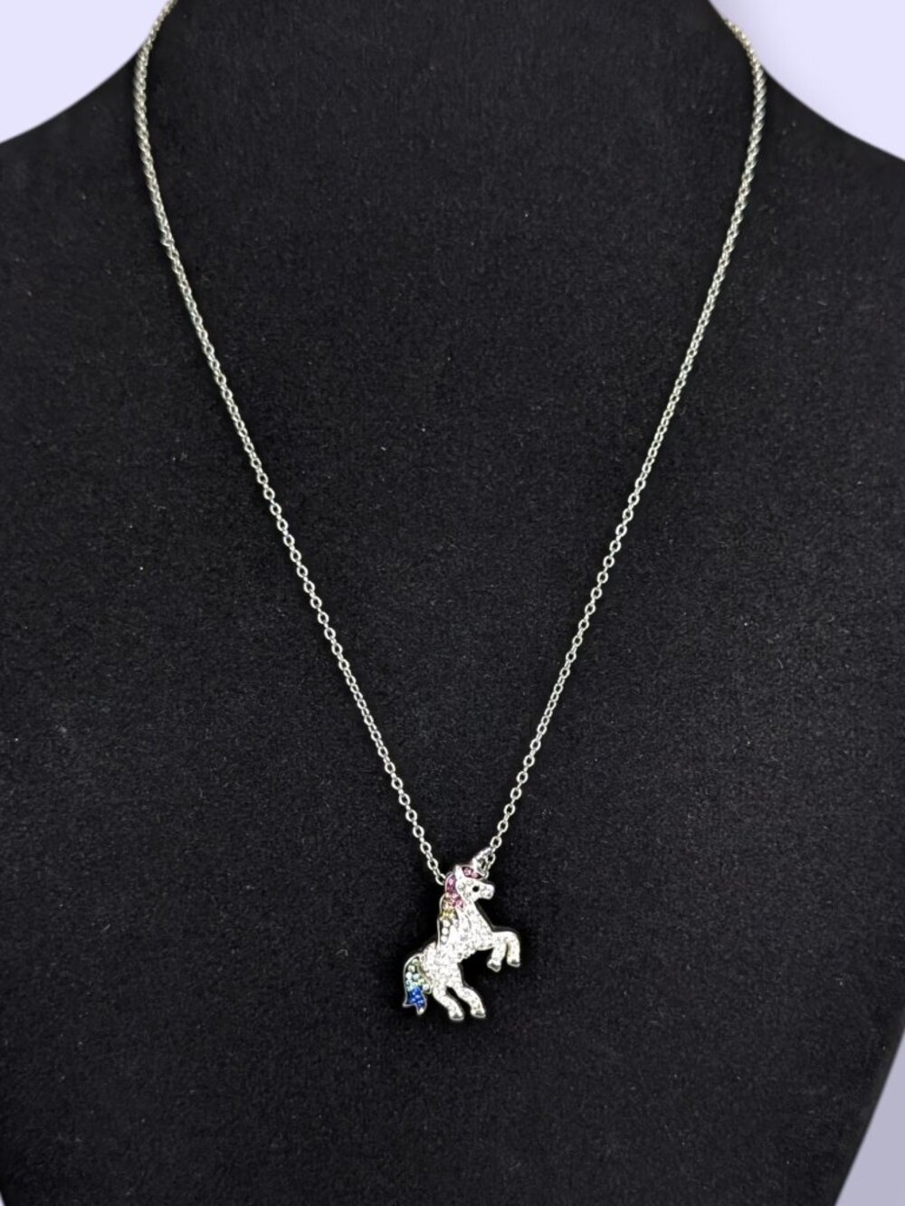(2/$20) JCM Rhinestone Unicorn Pendant Necklace - Picture 3 of 6